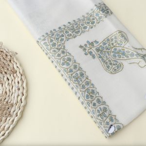 ترمة النسيج نقشة صغيرة ابيض